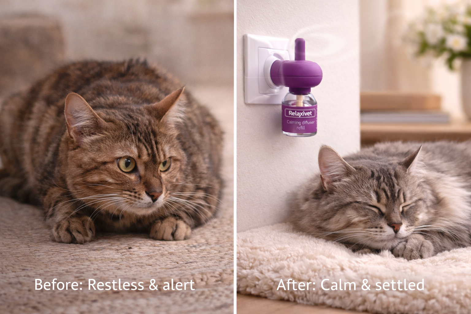 BuzoTail™ Calming Cat Diffuser Refill – Drug-Free Stress Support (6-Pack)