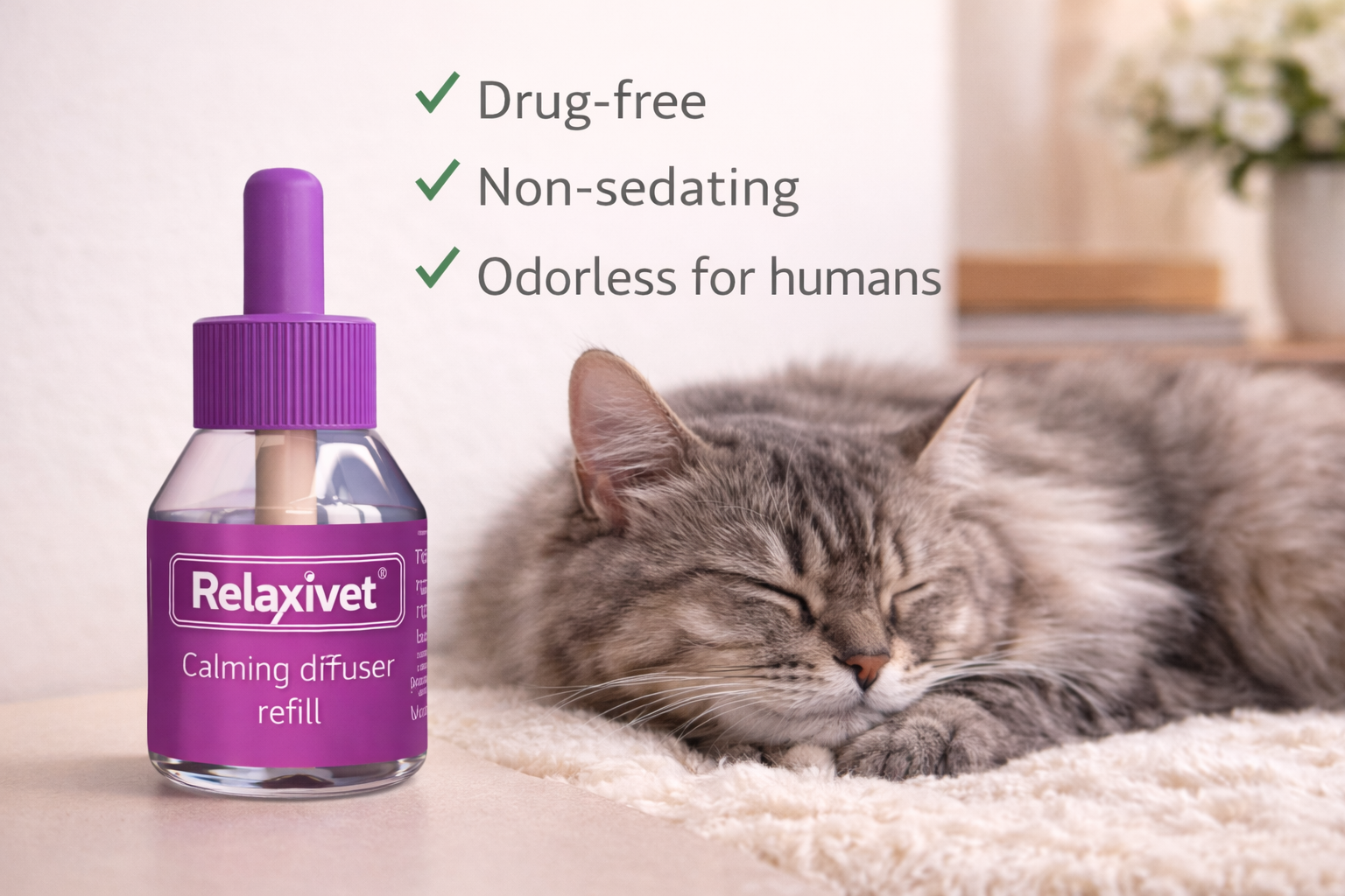 BuzoTail™ Calming Cat Diffuser Refill – Drug-Free Stress Support (6-Pack)