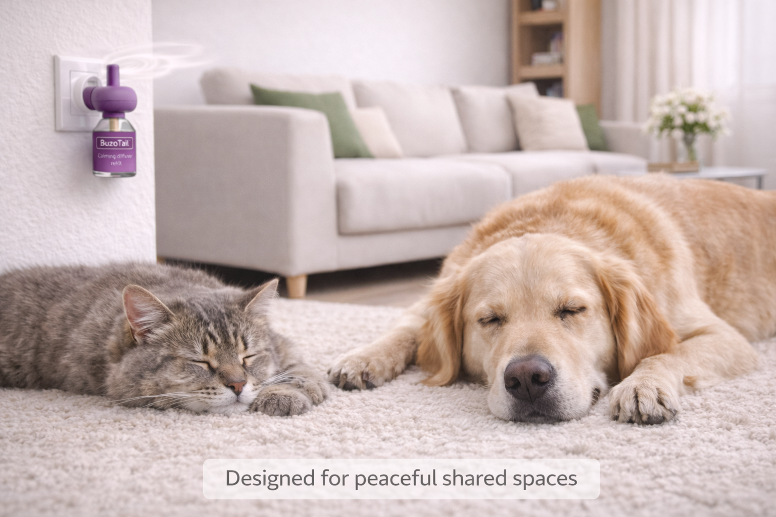BuzoTail™ Calming Cat Diffuser Refill Drug-Free Pheromone Support • 30-Day Refill